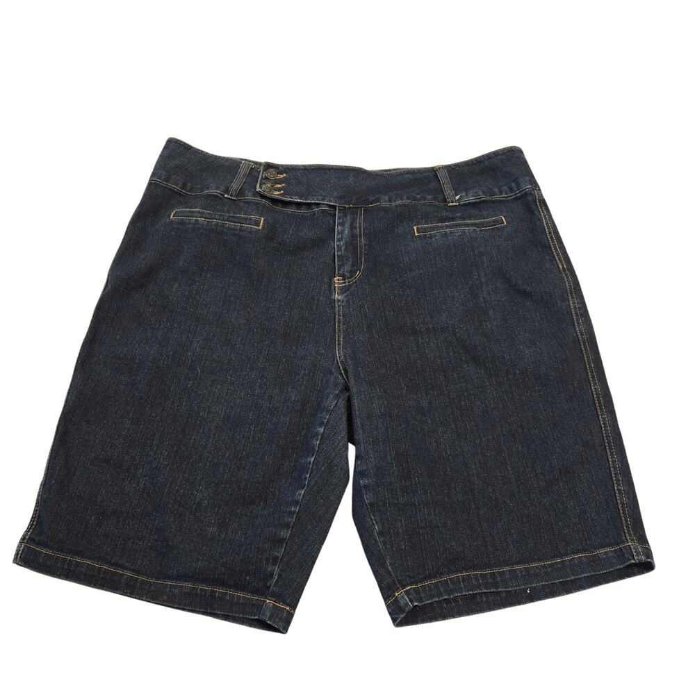 Goddess Womens Size 24 Denim Shorts Bermuda Dark Wash Stretch Beach Vacation‎